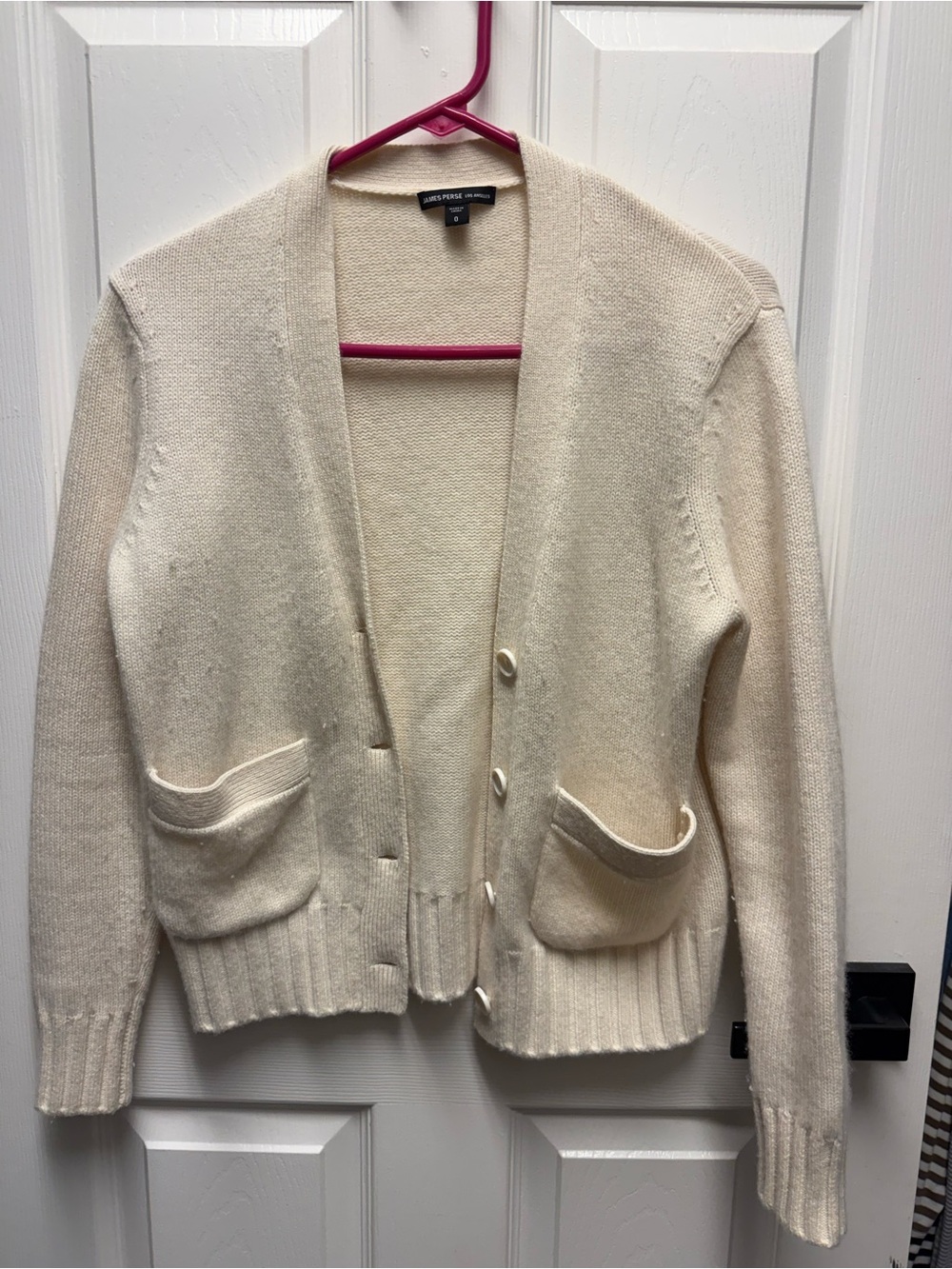 James Perse size 0 cream Open-Front Pocket Cardigan Sweater